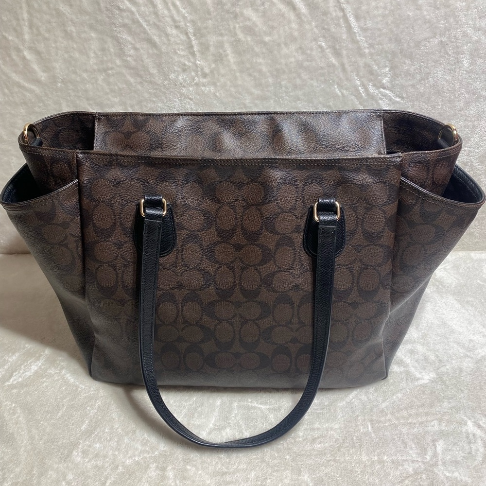 COACH Signature C Diaper Bag | Travel Tote | Brown/Black Accents | Crossbody Bag - Picture 5 of 16